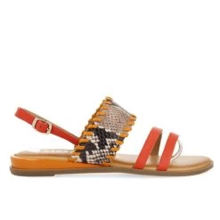 GIOSEPPO BRAYE ORANGE SNAKE SANDALS