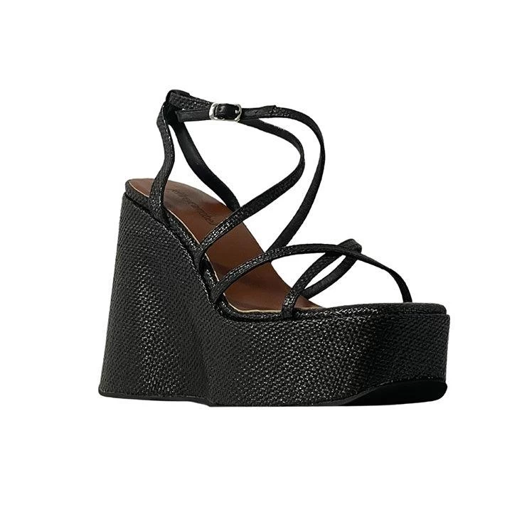 JEFFREY CAMPBELL - OLIANA BLACK WOVEN HEELS - Image 2