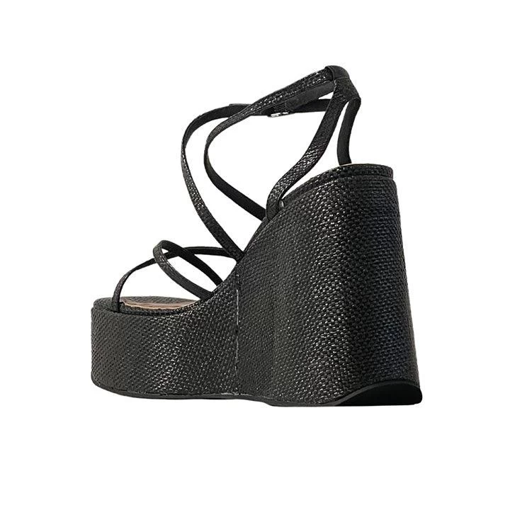 JEFFREY CAMPBELL - OLIANA BLACK WOVEN HEELS - Image 3