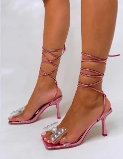 PUBLIC DESIRE - DASHA PINK METALLIC HEELS