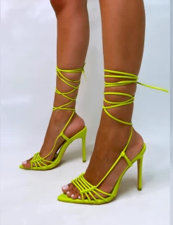 PUBLIC DESIRE - TRISTA LIME GRAIN HEELS