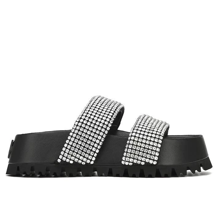 NAKED WOLFE VALENCIA BLACK DIAMOND NYLON SLIPPERS