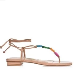 UZA BEIGE PEARLS SANDALS