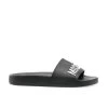 LOVE MOSCHINO LOGO-EMBOSSED BLACK SLIDE