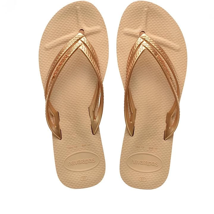 HAVAIANAS WEDGE GOLD DOUBLE BANDED