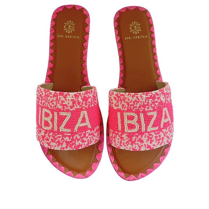 DE SIENA IBIZA BEADED FUSCHIA FLATS
