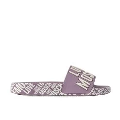 LOVE MOSCHINO LOGO EMBOSSED LILLA SLIDE
