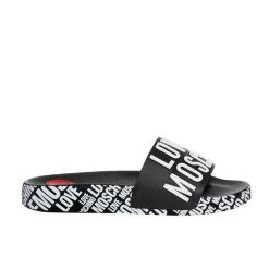 LOVE MOSCHINO LOGO EMBOSSED BLK SLIDE